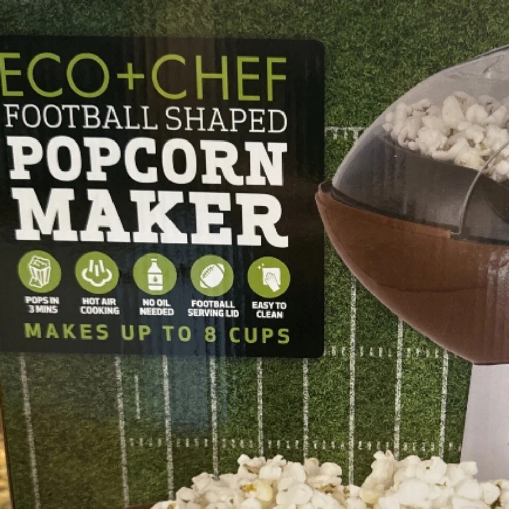 ECO+CHEF Football Shaped Popcorn Maker with Built-in Bowl - Picture 3 of 9